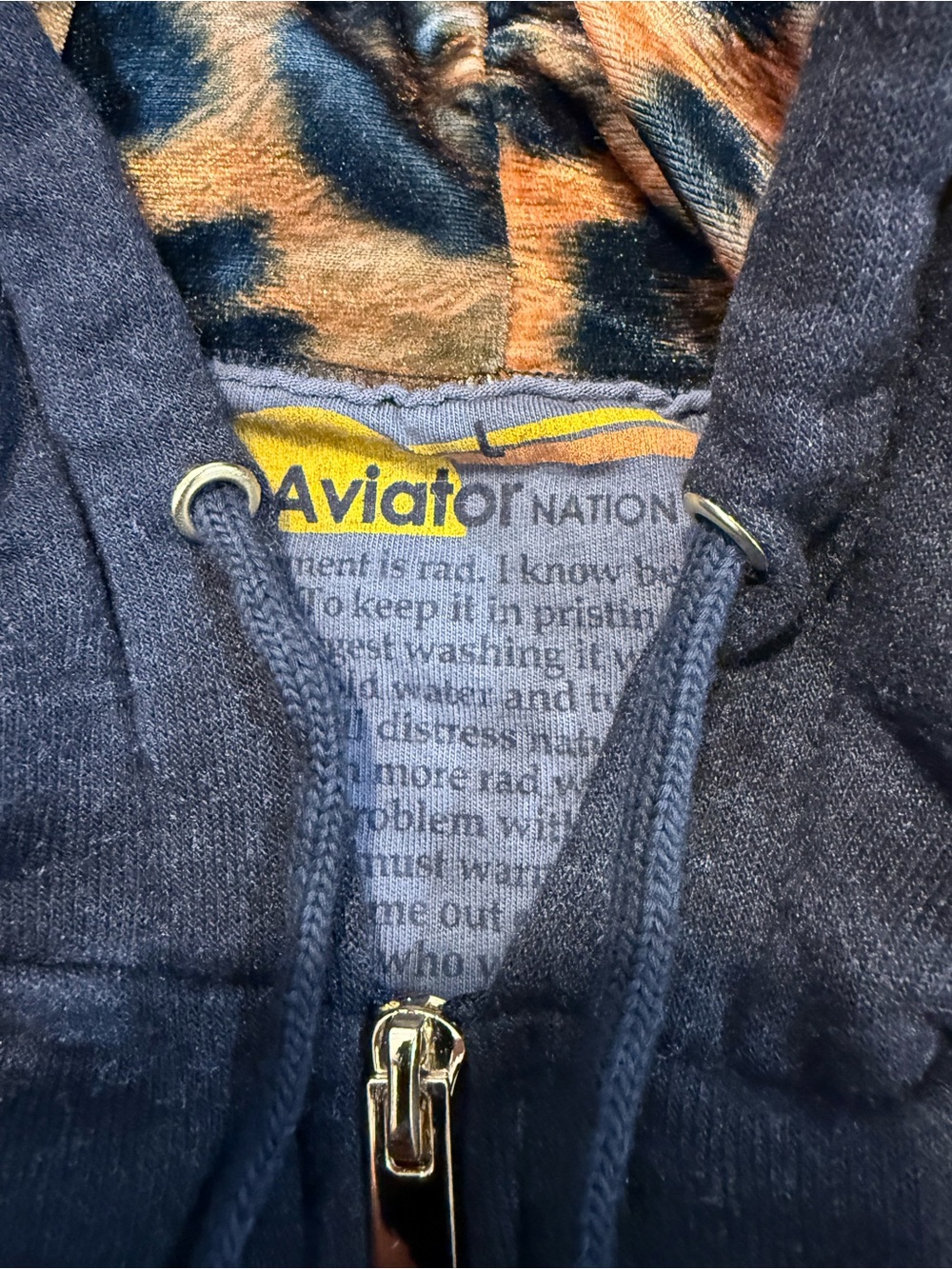 AVIATOR NATION ZIP HOODIE CHEETAH VELVET SIZE LARGE SOLD OUT GENTLY USED - Picture 2 of 3